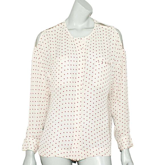 camilla & marc Tops - Camilla and Marc Women's cold shoulder Blouse light beige polka dot fits Large